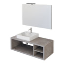 Mobile Bagno Sospeso 110 cm Lavabo e Specchio Bonussi Orione Grigio Effetto Cemento-1