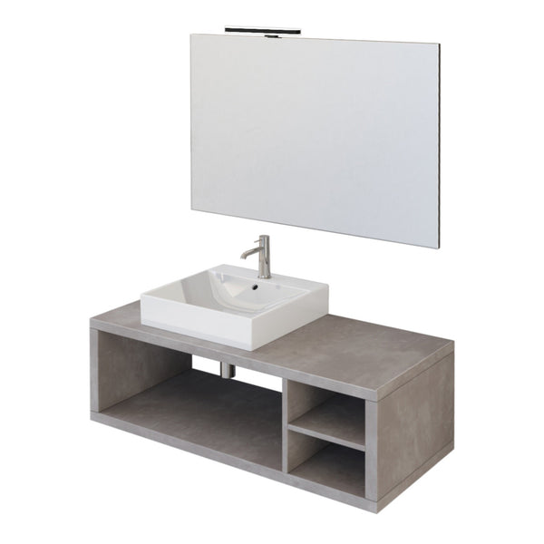 Mobile Bagno Sospeso 110 cm Lavabo e Specchio Bonussi Orione Grigio Effetto Cemento acquista