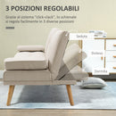 Divano Letto 3 Posti 181x77x78 cm in Tessuto Effetto Lino Beige-5