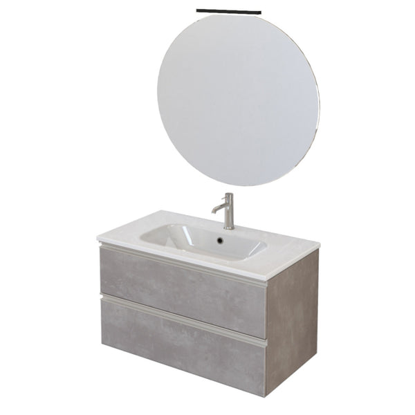 Mobile Bagno Sospeso 80 cm Lavabo e Specchio Bonussi Fenice Grigio online