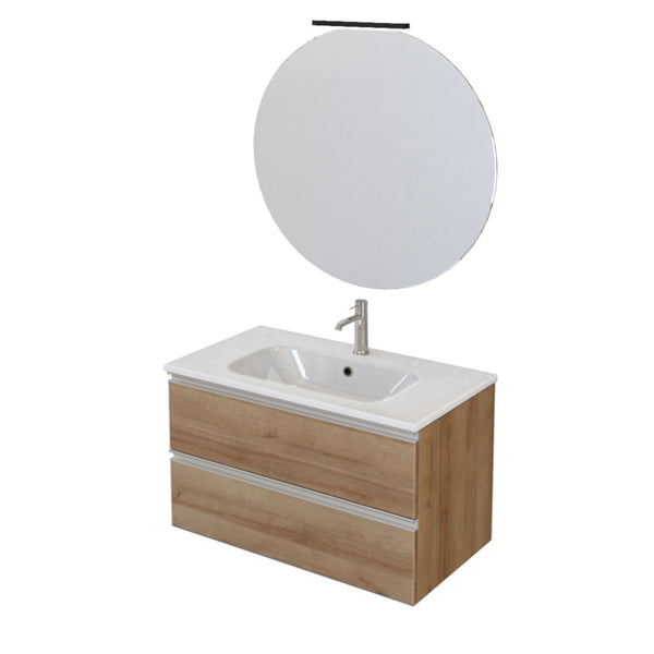 Mobile Bagno Sospeso 80 cm Lavabo e Specchio Bonussi Fenice Rovere Farnia online