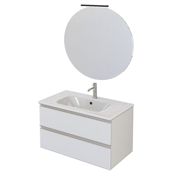 prezzo Mobile Bagno Sospeso 80 cm Lavabo e Specchio Bonussi Fenice Bianco Opaco