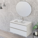 Mobile Bagno Sospeso 80 cm Lavabo e Specchio Bonussi Fenice Bianco Opaco-2