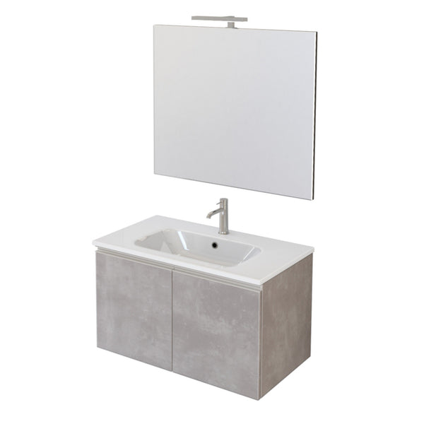 sconto Mobile Bagno Sospeso 80 cm Lavabo e Specchio Bonussi Fenice Grigio