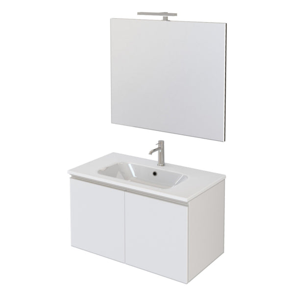 Mobile Bagno Sospeso 80 cm Lavabo e Specchio Bonussi Fenice Bianco Opaco prezzo