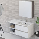 Mobile Bagno Sospeso 100 cm Lavabo e Specchio Bonussi Fenice Bianco Opaco-2