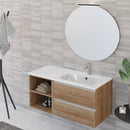 Mobile Bagno Sospeso 100 cm Lavabo e Specchio Bonussi Fenice Rovere Farnia-2