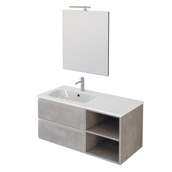 Mobile Bagno Sospeso 100 cm Lavabo e Specchio Bonussi Fenice Grigio prezzo