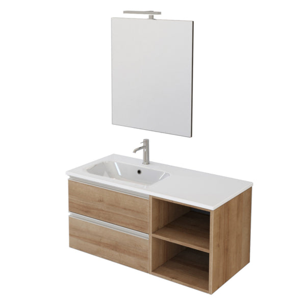 Mobile Bagno Sospeso 100 cm Lavabo e Specchio Bonussi Fenice Rovere Farnia sconto