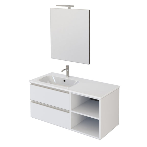 Mobile Bagno Sospeso 100 cm Lavabo e Specchio Bonussi Fenice Bianco Opaco acquista