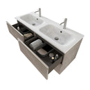 Mobile Bagno Sospeso 120 cm Doppio Lavabo e Specchio Bonussi Fenice Grigio-3