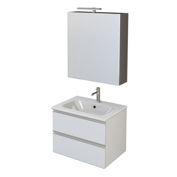 Mobile Bagno Sospeso 60 cm Lavabo e Specchio Bonussi Fenice Bianco Opaco acquista