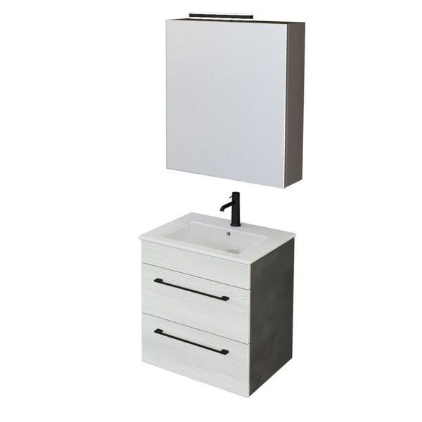 online Mobile Bagno Sospeso 55 cm Lavabo e Specchio Bonussi Tucano Olmo Bianco e Lava