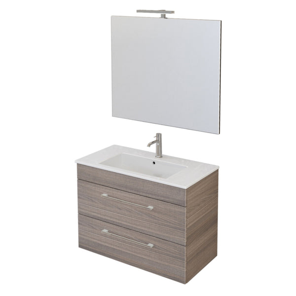 acquista Mobile Bagno Sospeso 80 cm Lavabo e Specchio Bonussi Tucano Olmo