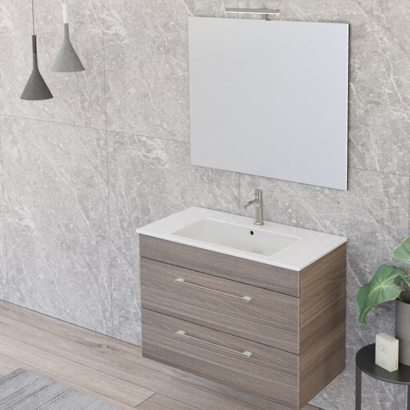 Mobile Bagno Sospeso 80 cm Lavabo e Specchio Bonussi Tucano Olmo-3