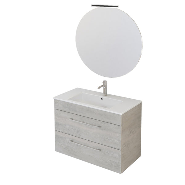 Mobile Bagno Sospeso 80 cm Lavabo e Specchio Bonussi Tucano Cemento Effetto Legno online