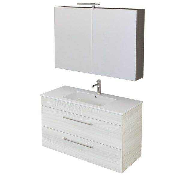 acquista Mobile Bagno Sospeso 100 cm Lavabo e Specchio Bonussi Tucano Olmo Bianco