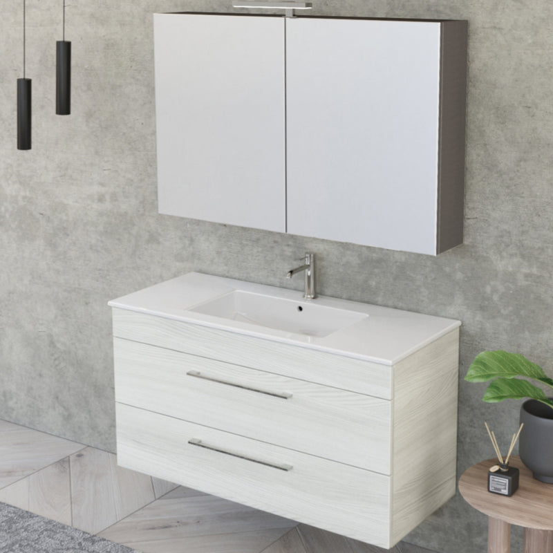 Mobile Bagno Sospeso 100 cm Lavabo e Specchio Bonussi Tucano Olmo Bianco –  acquista su Giordano Shop