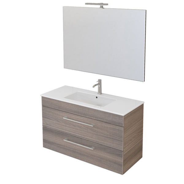 sconto Mobile Bagno Sospeso 100 cm Lavabo e Specchio Bonussi Tucano Olmo