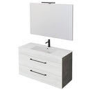 Mobile Bagno Sospeso 100 cm Lavabo e Specchio Bonussi Tucano Olmo Bianco e Lava-1