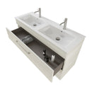 Mobile Bagno Sospeso 118 cm Doppio Lavabo e Specchio Bonussi Tucano Olmo Bianco-3