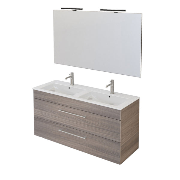 acquista Mobile Bagno Sospeso 118 cm Doppio Lavabo e Specchio Bonussi Tucano Olmo