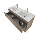 Mobile Bagno Sospeso 118 cm Doppio Lavabo e Specchio Bonussi Tucano Olmo-2