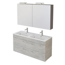 Mobile Bagno Sospeso 118 cm Doppio Lavabo e Specchio Bonussi Tucano Cemento Effetto Legno-1