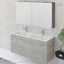 Mobile Bagno Sospeso 118 cm Doppio Lavabo e Specchio Bonussi Tucano Cemento Effetto Legno-2