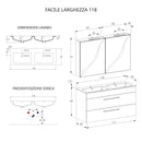 Mobile Bagno Sospeso 118 cm Doppio Lavabo e Specchio Bonussi Tucano Cemento Effetto Legno-5