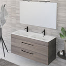 Mobile Bagno Sospeso 118 cm Doppio Lavabo e Specchio Bonussi Tucano Olmo e Lava-3