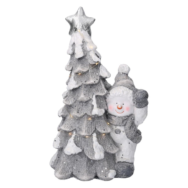 Albero resina led con pupazzo di neve bianco cm 26x17,5xh44 prezzo