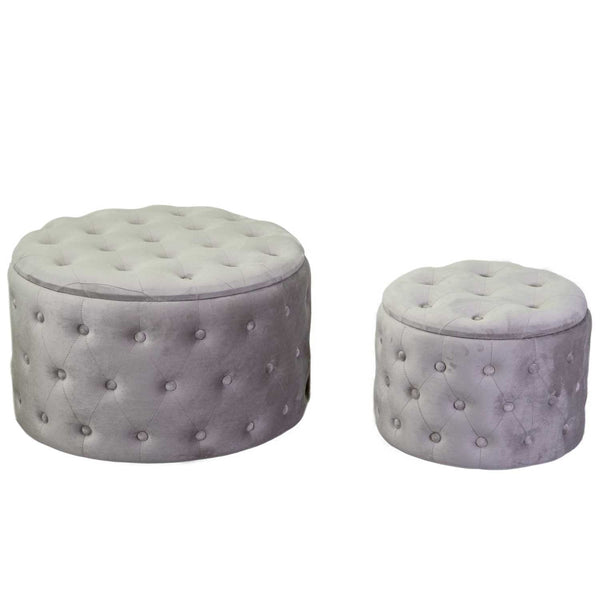 Set 2 Pouf Contenitore Ø50 cm e Ø70 cm in Tessuto Velluto Grigio – acquista  su Giordano Shop