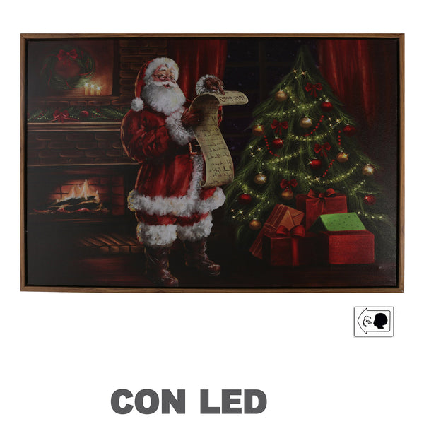 Quadro in Legno con Led babbo natale rettangolare cm 63x43x3,3 prezzo