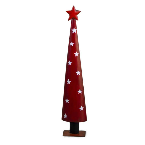 online Albero metallo con stelle bianche rosso cm 18x10xh93,5