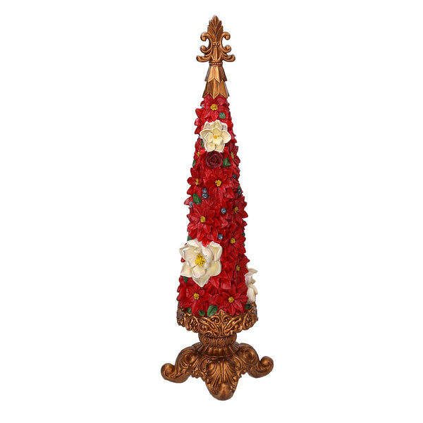 Mini Albero di Natale in Resina con fiori rosso cm 13x13xh47,5 acquista