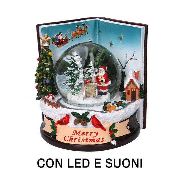 Palla di vetro con Led in Resina libro con musica cm 14x14xh16,5 acquista