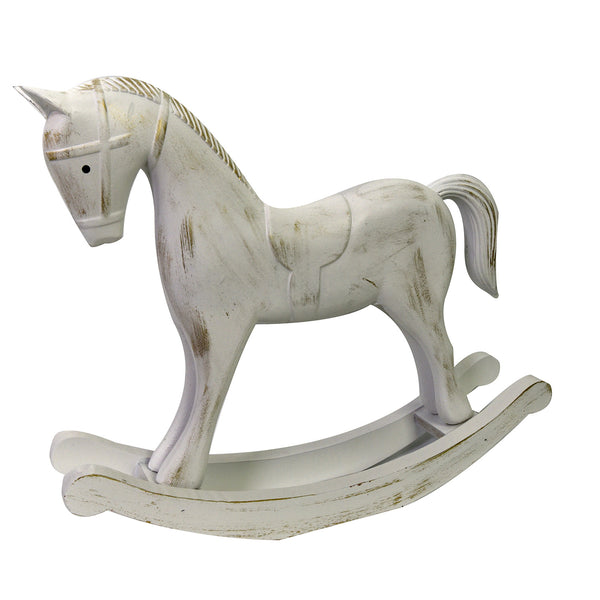 Cavallo a Dondolo Decorativo in Legno bianco cm 37x8xh32 sconto