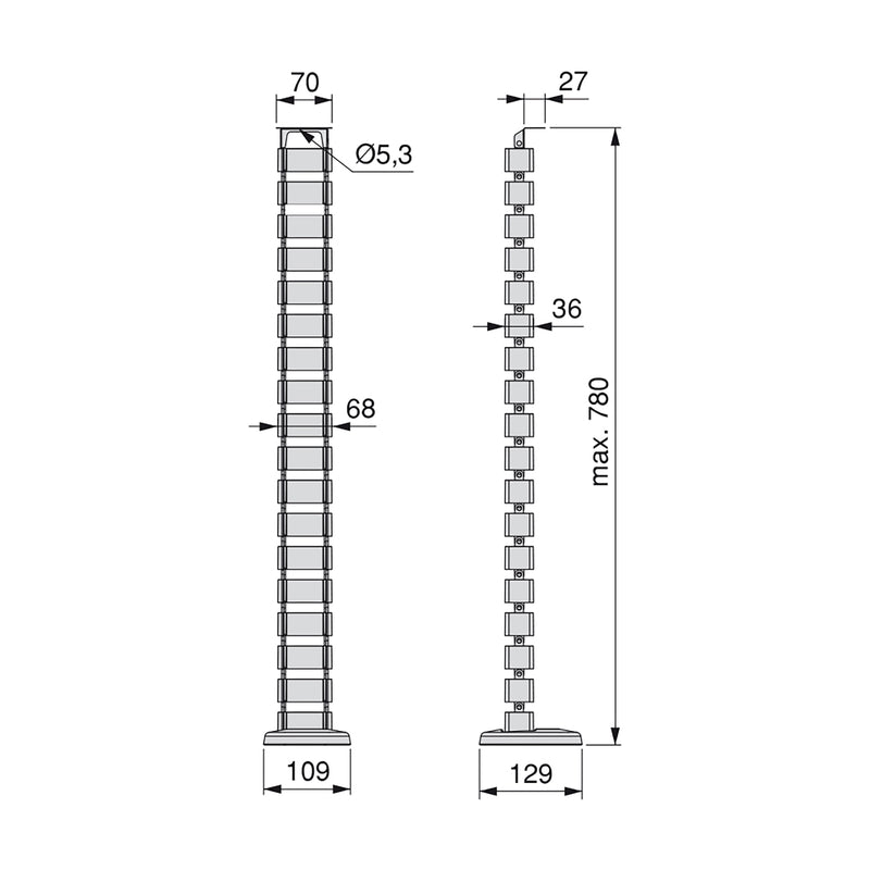 Colonna Passacavi per Scrivania Ufficio 78 cm in Plastica Emuca Grigia-3