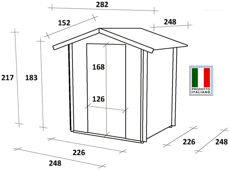 Casetta Box da Giardino per Attrezzi 248x248 cm con Porta Doppia Finestrata in Legno Naturale-5