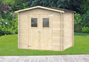 Casetta Box da Giardino per Attrezzi 248x198 cm con Porta Doppia Finestrata in Legno Naturale-2