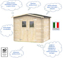 Casetta Box da Giardino per Attrezzi 248x198 cm con Porta Doppia Finestrata in Legno Naturale-4