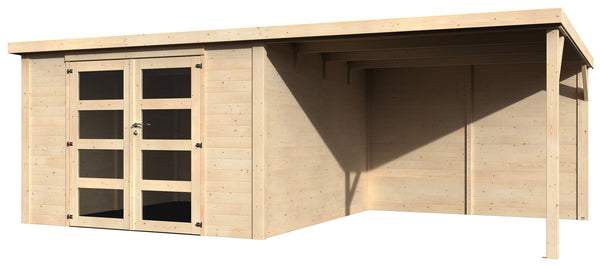 Casetta Box da Giardino per Attrezzi 5,79x3,08m Senza Pavimento con Tettoia in Legno Abete 28mm Delices sconto