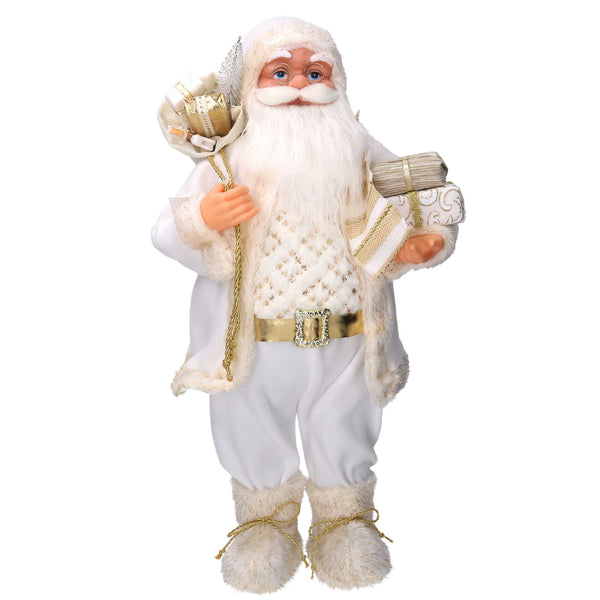 Babbo natale in tessuto bianco e oro cm xh80 sconto