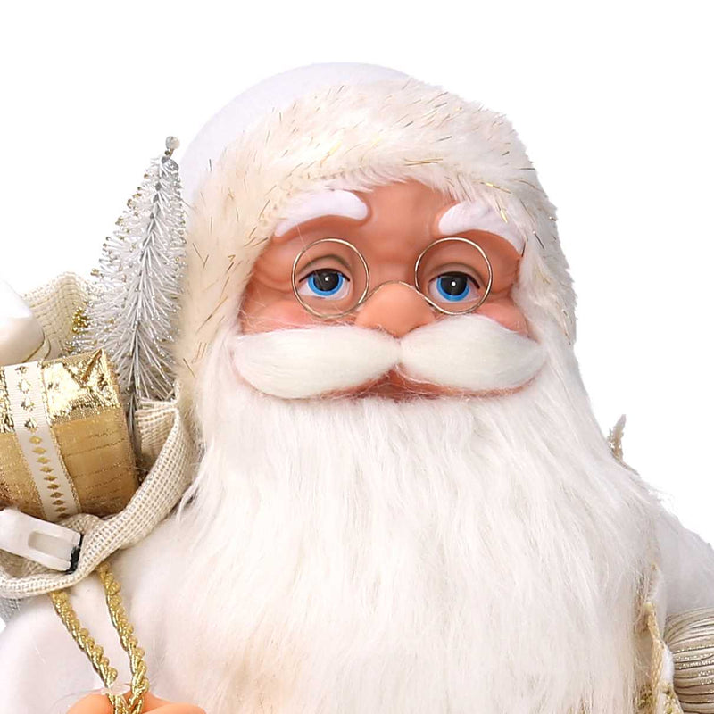 Babbo natale in tessuto bianco e oro cm xh80-2