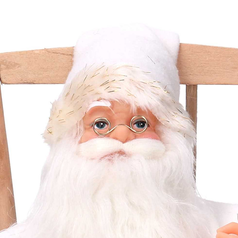 Babbo natale in tessuto su sedia bianco e oro cm xh30-2