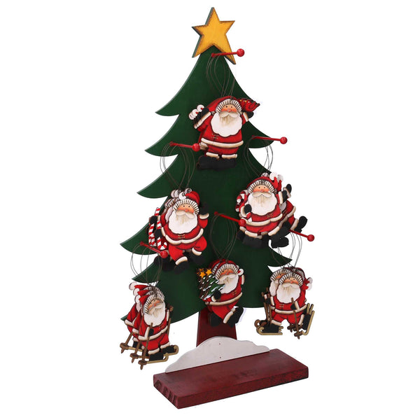 Albero espositore legno c/48 decorazioni base rettangolare cm 30x12xh53 sconto