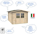 Casetta Box da Giardino per Attrezzi 250x250 cm con Porta Doppia Finestrata in Legno Naturale-4