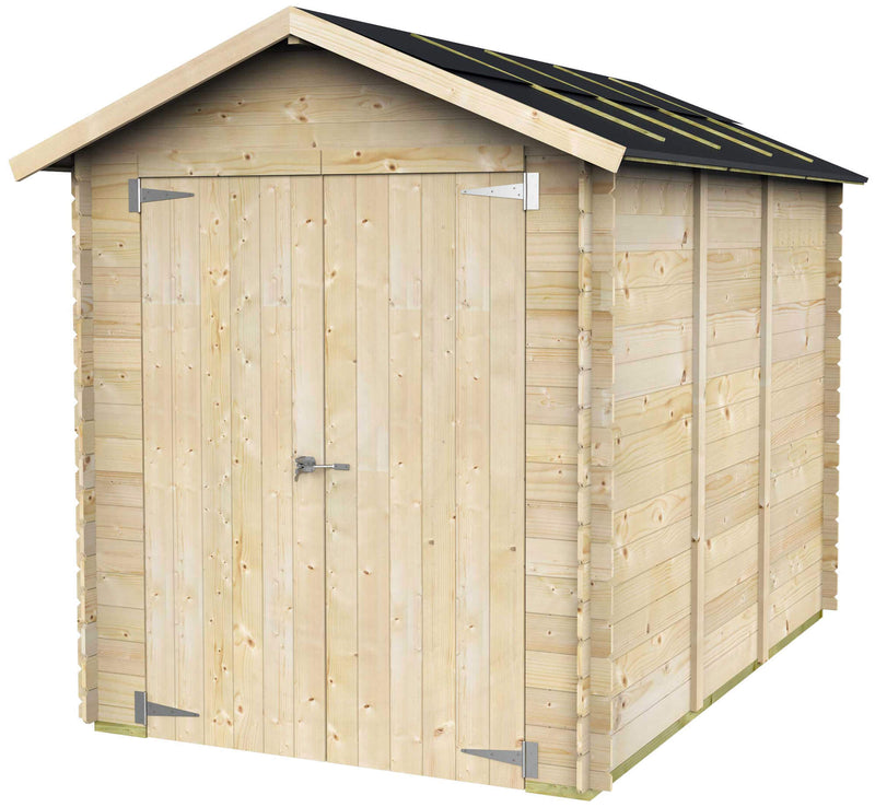 Casetta Box da Giardino per Attrezzi 178x273 cm con Porta Doppia Cieca in Legno Naturale-1