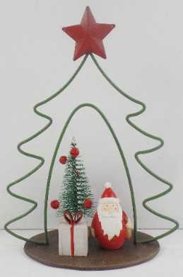 Albero metallo con babbo natale resina rosso cm 21x9,5xh25,5-2